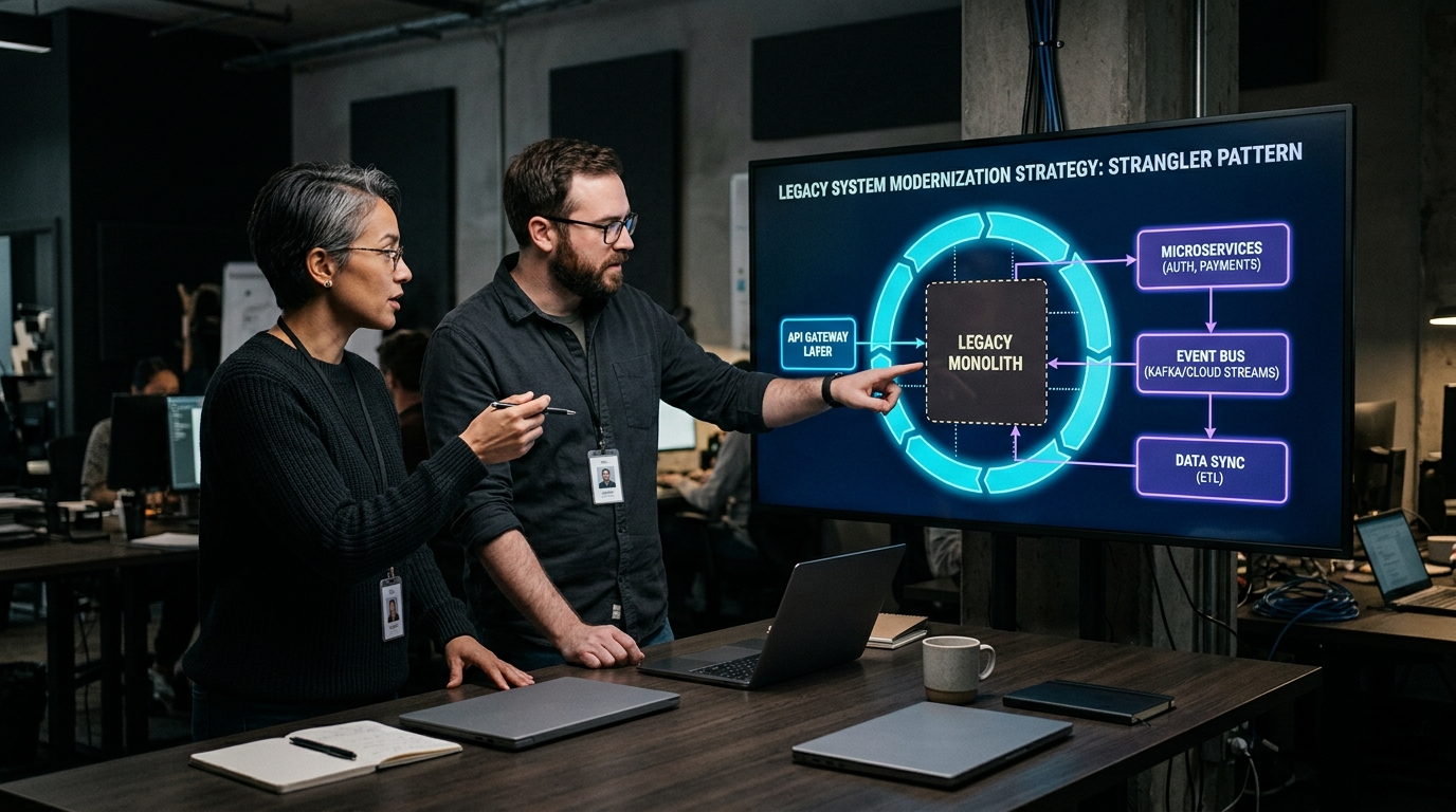 Enterprise software modernization and architectural refactoring strategy session
